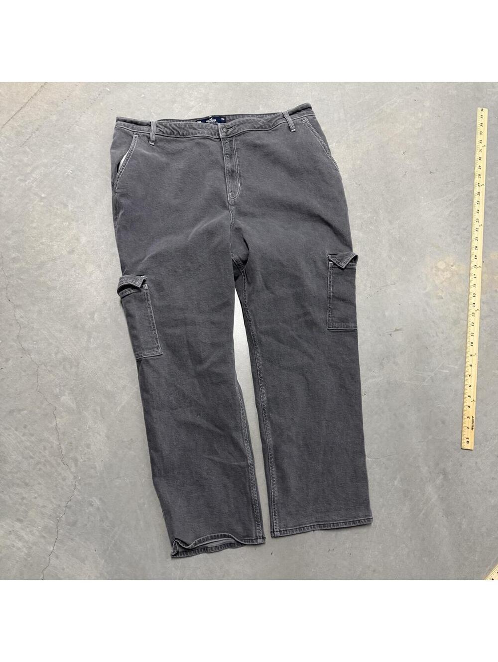 Hollister Ultra High Rise Dad Cargo Jeans Gray Women’s 20R W35R Stretch